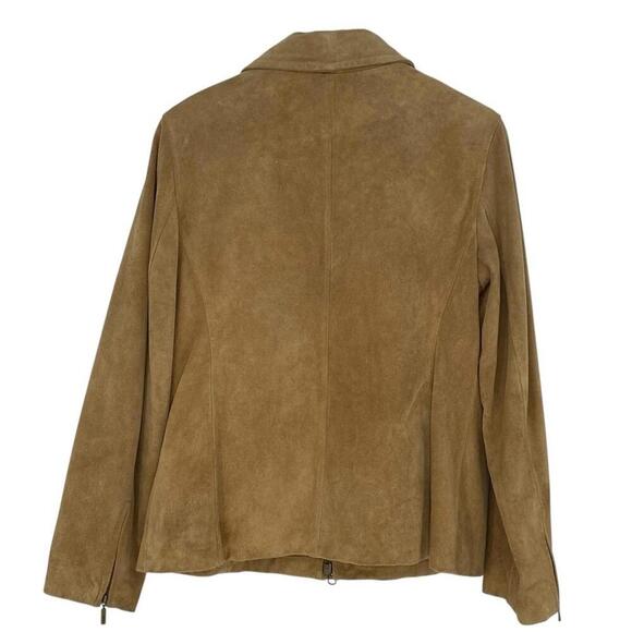 GUESS Vintage Y2K Camel Tan Suede Zippered Jacket Red Lining - Picture 3 of 15